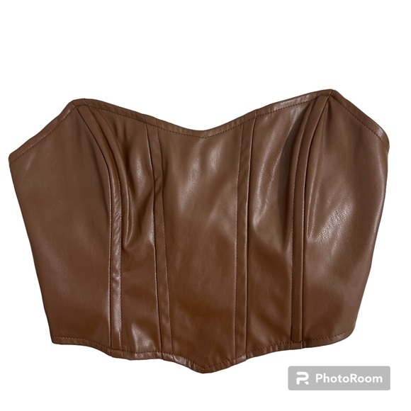 Princess Polly Tops - PRINCESS POLLY brown corset strapless cropped top size 2